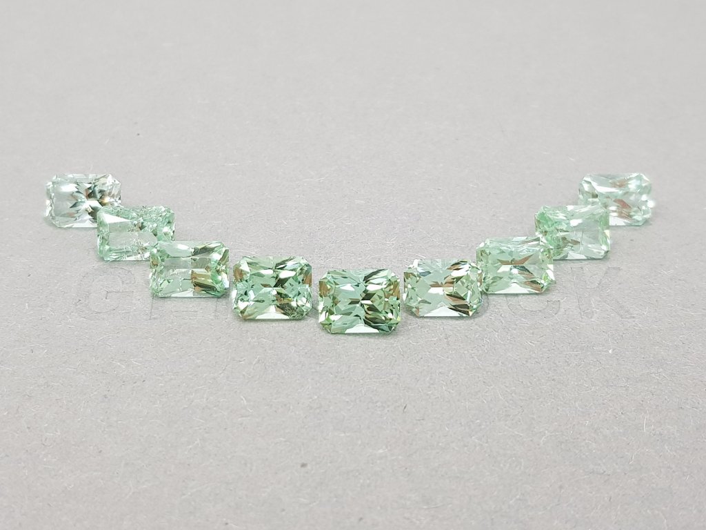 A line of mint green radiant cut tourmalines 9.36 ct Image №1