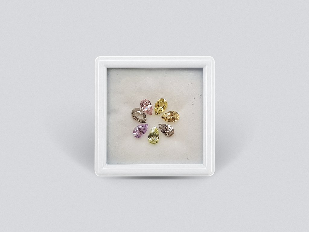 Set of calibrated sapphires 6x4 mm, pear cut, 2.71 carats/7 pcs. Image №1