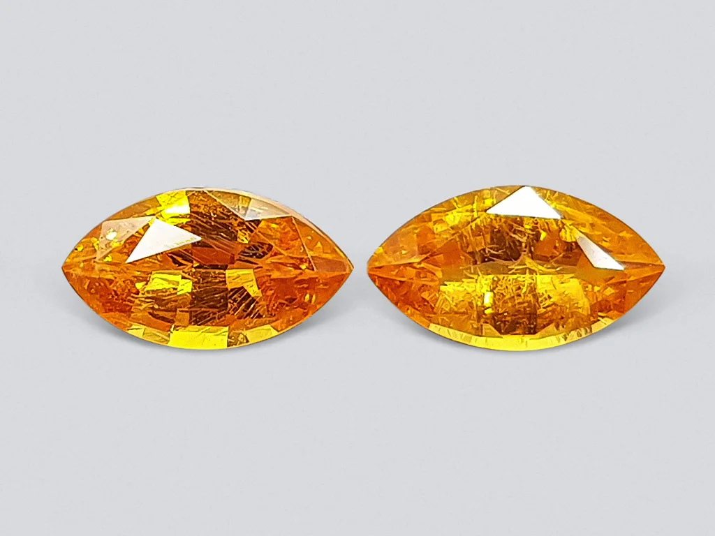 Pair of Fanta color spessartines in marquise cut 3.18 ct Image №1