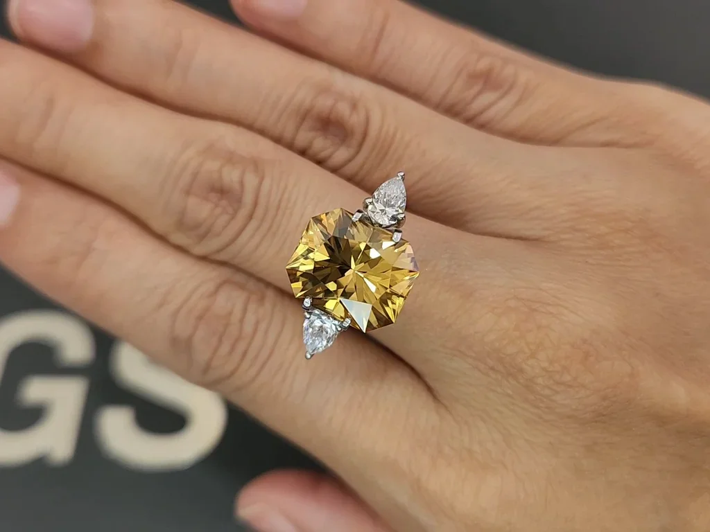 Yellow-brown zircon in radiant cut 10.77 carats, Sri Lanka Image №5