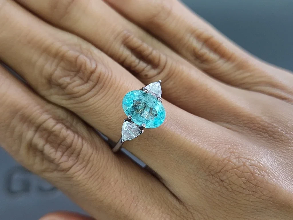 Neon tourmaline Paraiba greenish blue oval cut 2.30 carats, Mozambique Image №5