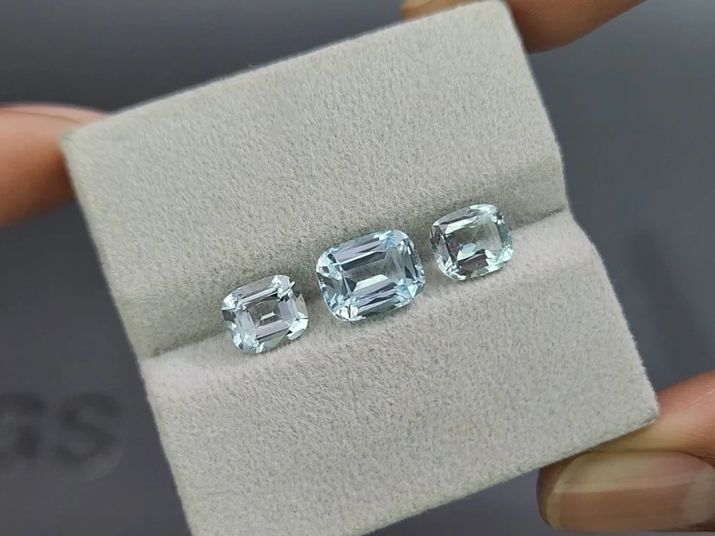 Set of aquamarines cushion cut 4.07 carats, Madagascar Image №5