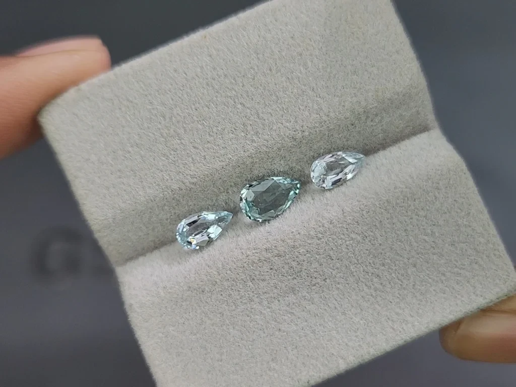 Set of aquamarines  pear cut 1.24 carats, Madagascar Image №4