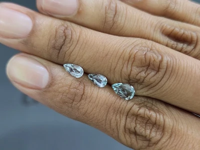 Set of aquamarines  pear cut 1.24 carats, Madagascar photo