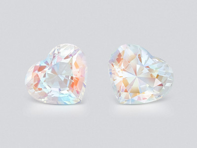 Paire de pierres de lune en forme de cœur, 9,26 carats, Madagascar photo