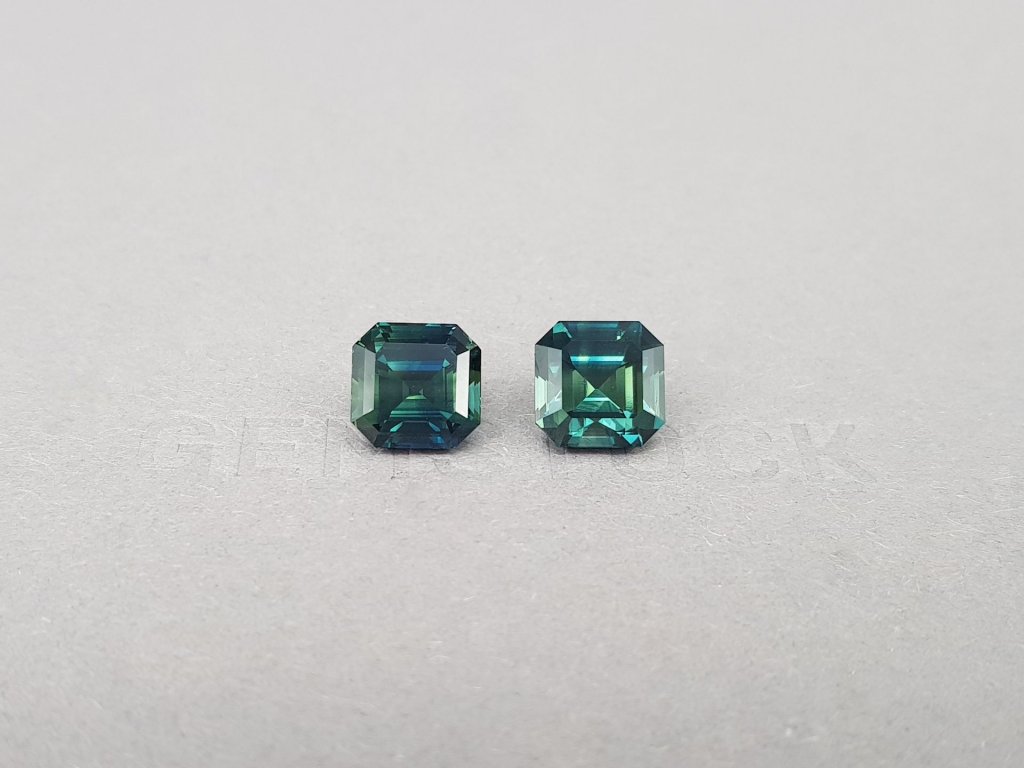 Pair of octagon-cut teal sapphires 10.35 ct Image №1