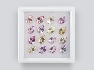 Set of calibrated sapphires 6x4 mm in pear cut 6.73 carats/16 pcs. photo