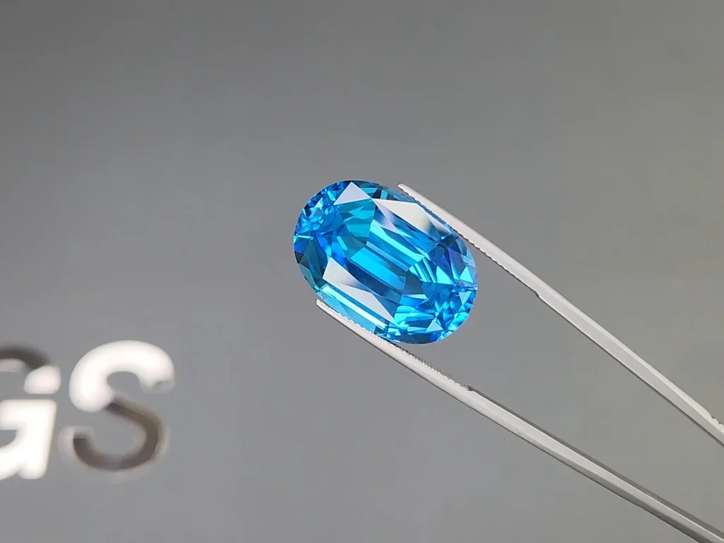 Ensemble de topaze bleu vif (Swiss Blue) taille ovale 94,15 carats, Brésil  Image №3