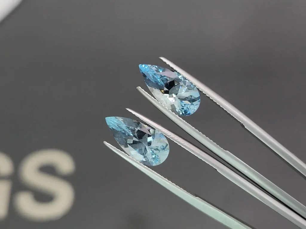 Par de aguamarinas talla pera de 5,33 quilates, Madagascar Image №3