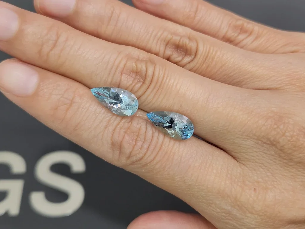 Par de aguamarinas talla pera de 5,33 quilates, Madagascar Image №2