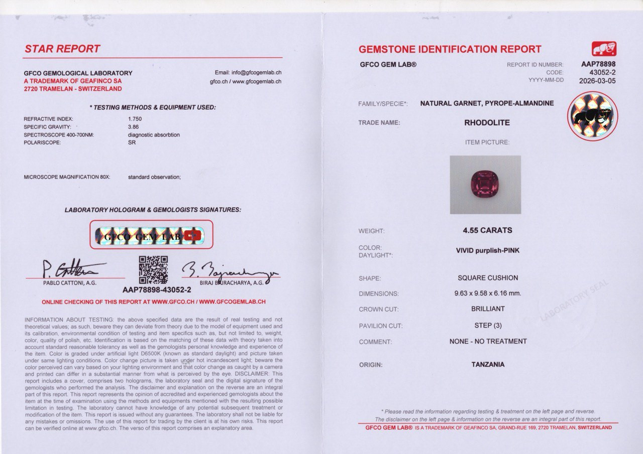 Rhodolith granat kissenförmiger 4,55 karat, Tansania Image №6
