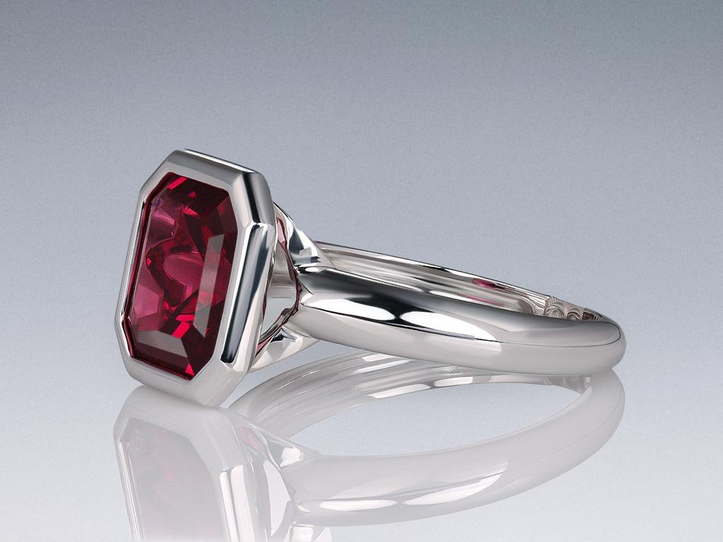 Ring with rhodolite garnet 5.60 carats in 18K white gold Image №3