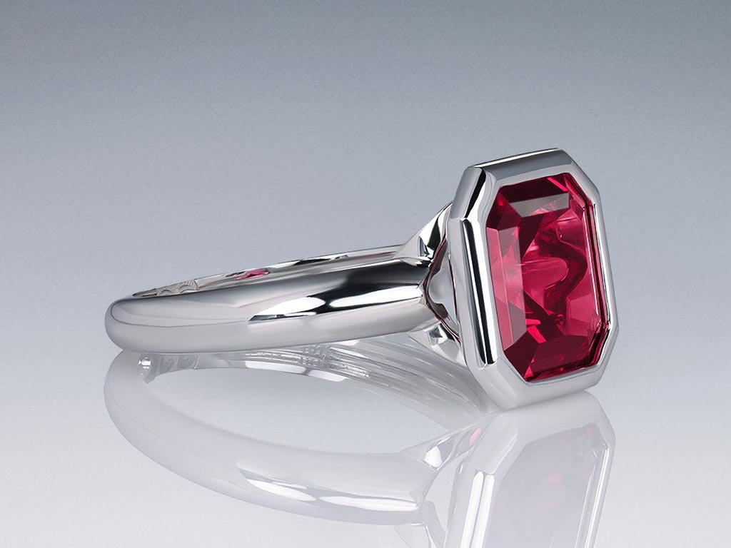 Ring with rhodolite garnet 5.60 carats in 18K white gold Image №2