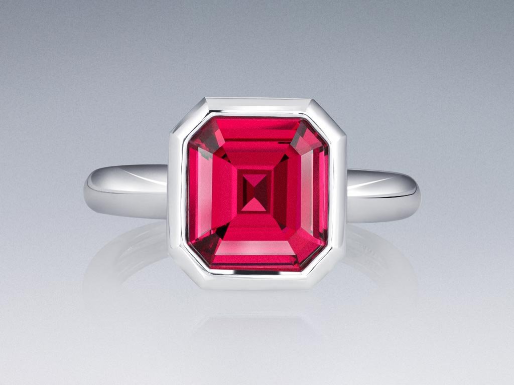 Bague avec grenat rhodolite 5,60 carats en or blanc 18 carats Image №1