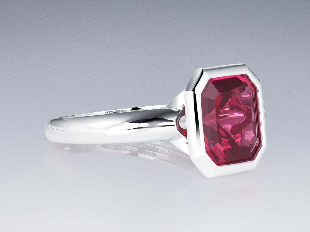 Bague avec grenat rhodolite 5,60 carats en or blanc 18 carats Image №2