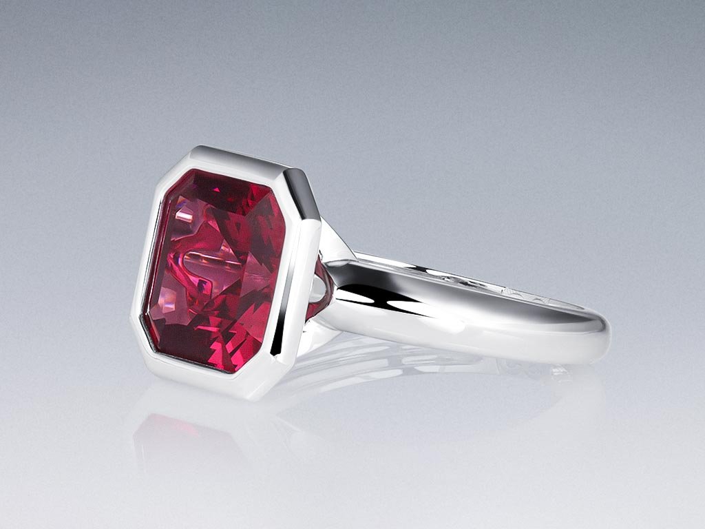 Bague avec grenat rhodolite 5,60 carats en or blanc 18 carats Image №3