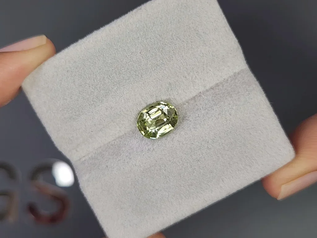 Granate grosular verde amarillento, talla ovalada, 2,02 quilates, Tanzania Image №4