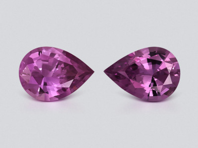 Par de zafiros morados en forma de pera sin calentar de 1,38 carats, Madagascar  photo