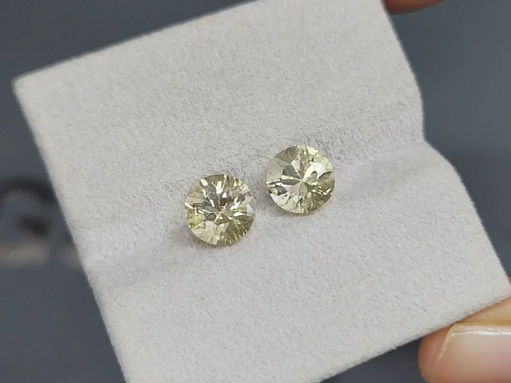 Par de berilos amarillos de talla redonda de 3,45 ct, Nigeria Image №4