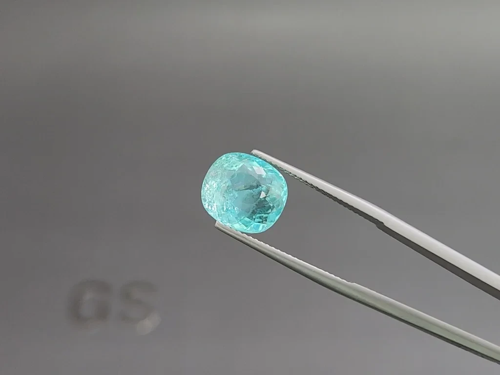 Paraiba greenish blue cushion cut 6.61 carats, Mozambique Image №3