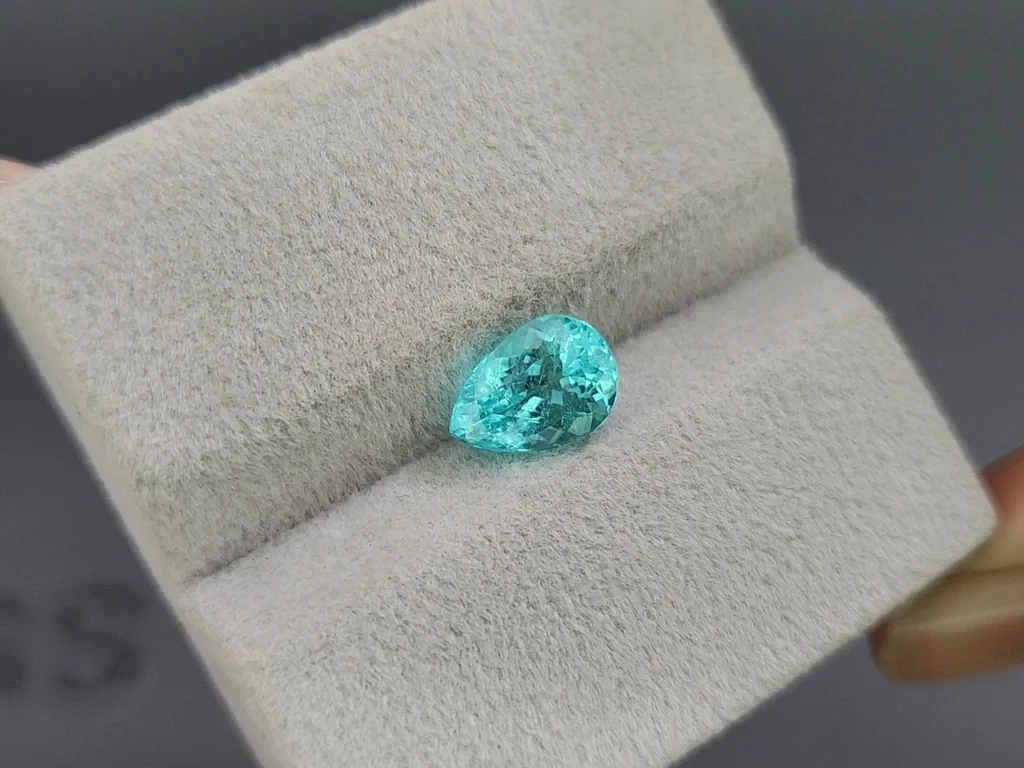 Neon tourmaline Paraiba greenish blue pear cut 1.91 carats, Mozambique Image №4