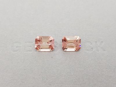 Pair of pale pink octagon cut tourmalines 6.10 ct photo