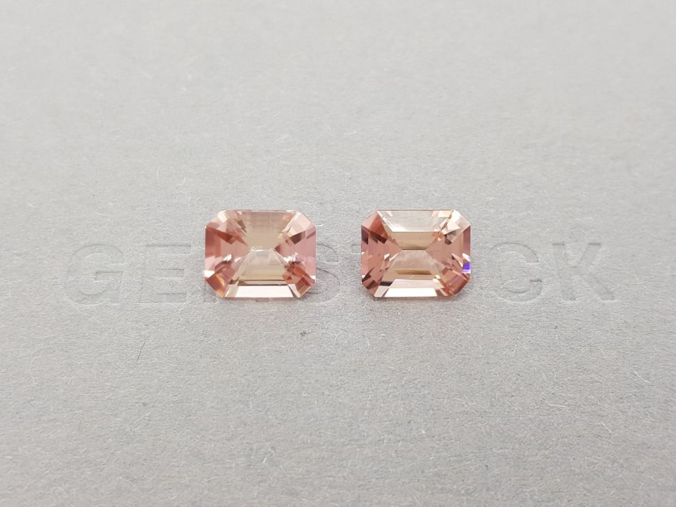 Pair of pale pink octagon cut tourmalines 6.10 ct Image №1