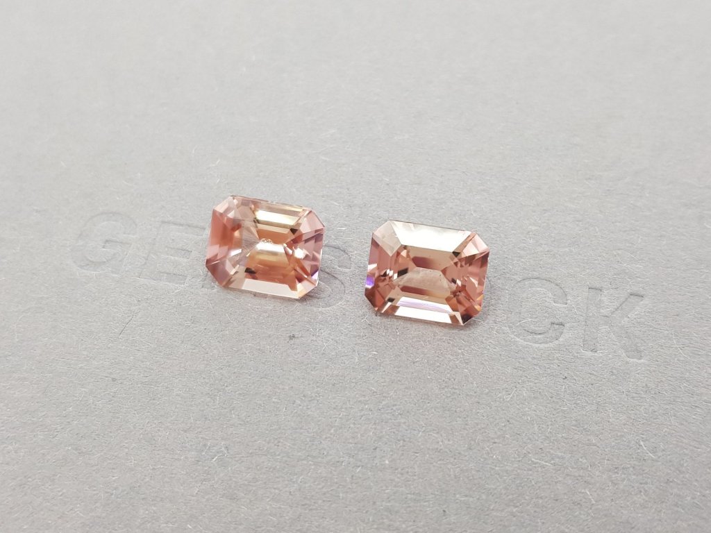 Pair of pale pink octagon cut tourmalines 6.10 ct Image №2
