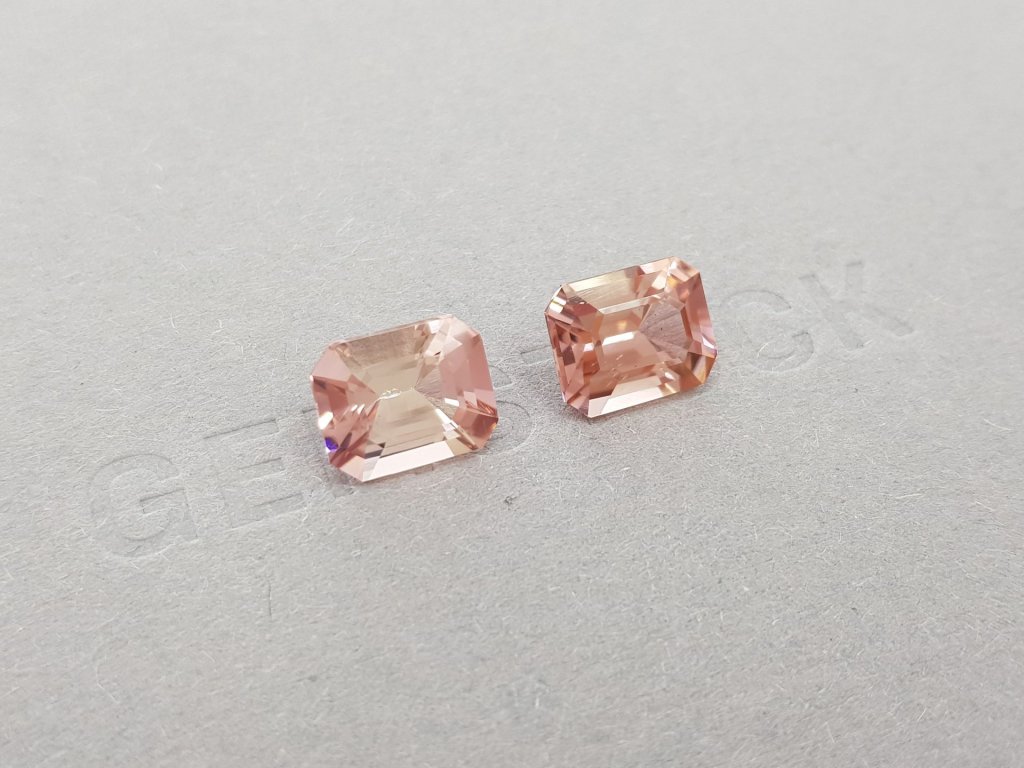 Pair of pale pink octagon cut tourmalines 6.10 ct Image №3