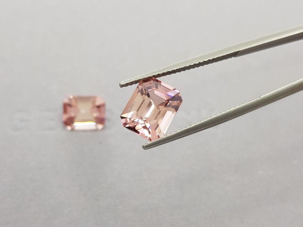 Pair of pale pink octagon cut tourmalines 6.10 ct Image №4