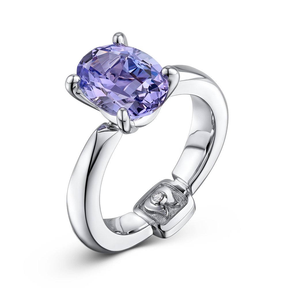 Ring with lavender tanzanite in 18K white gold Image №1
