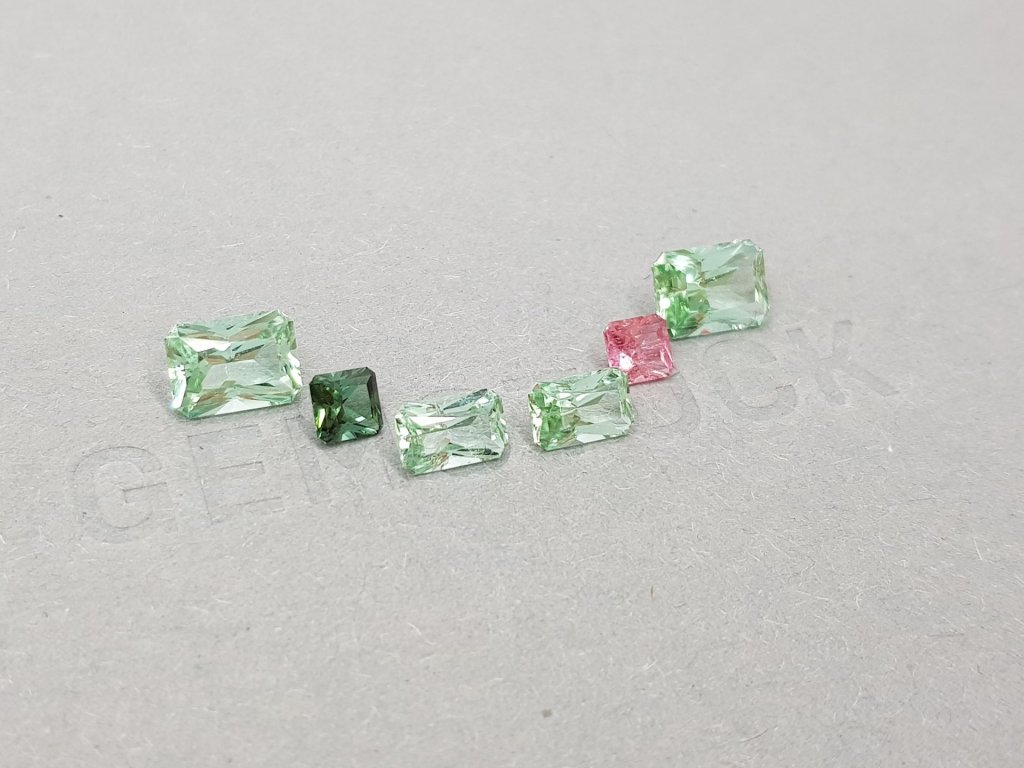 Set of pink and green radiant cut tourmalines 4.61 ct, Afghanistan Image №2