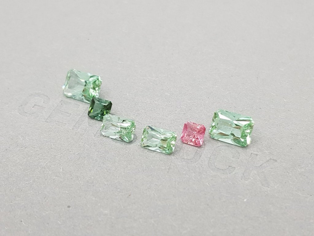 Set of pink and green radiant cut tourmalines 4.61 ct, Afghanistan Image №3