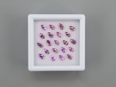 Set of calibrated sapphires 5x3 mm in pear cut 4.57 carats/21 pcs. photo