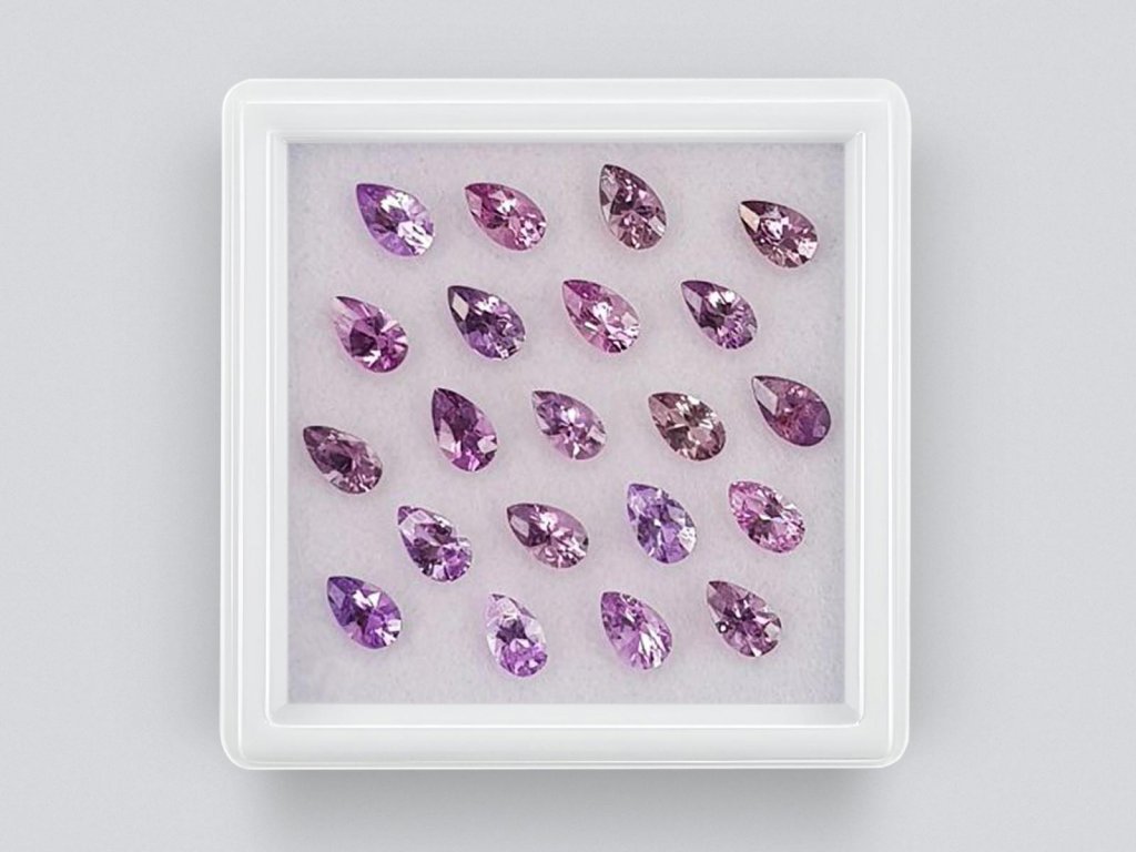 Ensemble de saphirs calibrés 5x3 mm en taille poire 4,57 carats/21 pcs. Image №1