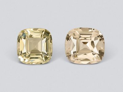 Pair of greenish-yellow cushion cut beryls 2.33 carats, Nigeria photo