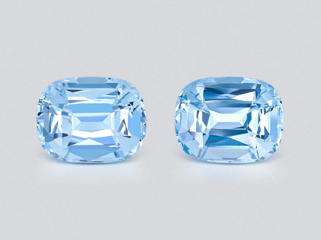 Pair of large cushion-cut "Santa Maria" aquamarines 10.33 carats, Africa Image №1