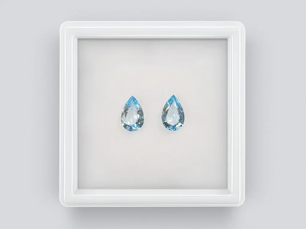 Pair of pear cut aquamarines 1.17 carats Image №1