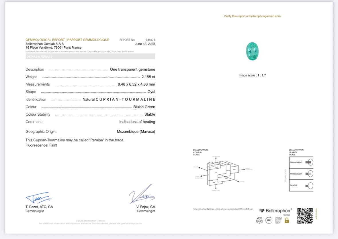 Tourmaline Paraiba taille ovale 2,15 carats, Mozambique  Image №6