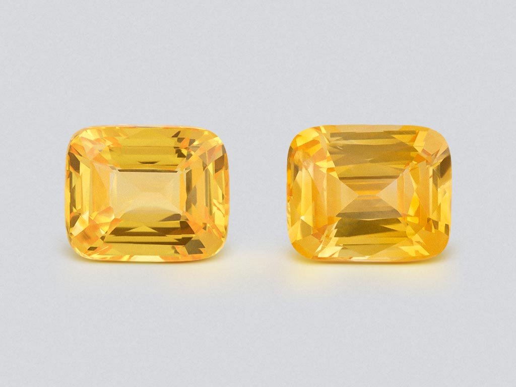 Par de zafiros amarillos vivos de talla cojín de 8,24 carats, Sri Lanka Image №1