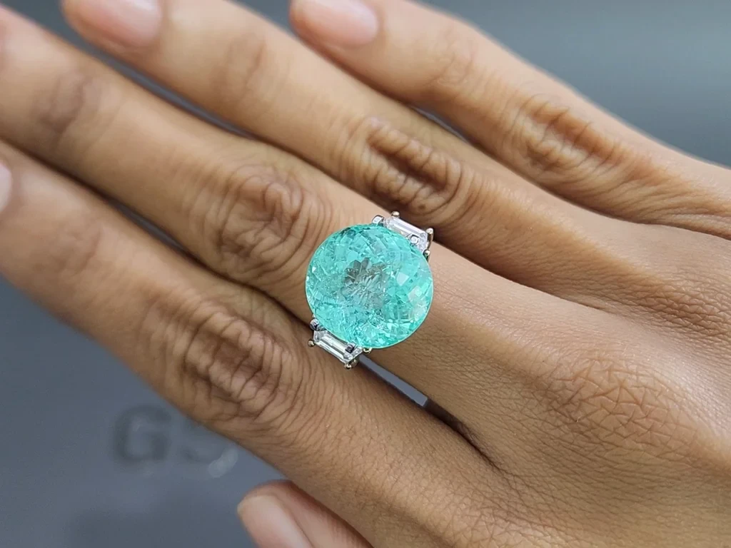 Diamant Paraiba vert néon, taille ovale, 12,89 carats, Mozambique Image №5
