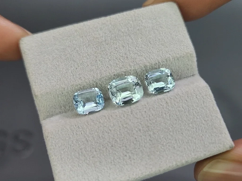 Set of  aquamarines cushion cut 3.84 carats, Madagascar Image №5