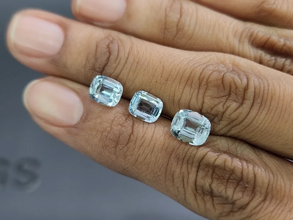 Set of  aquamarines cushion cut 3.84 carats, Madagascar Image №2