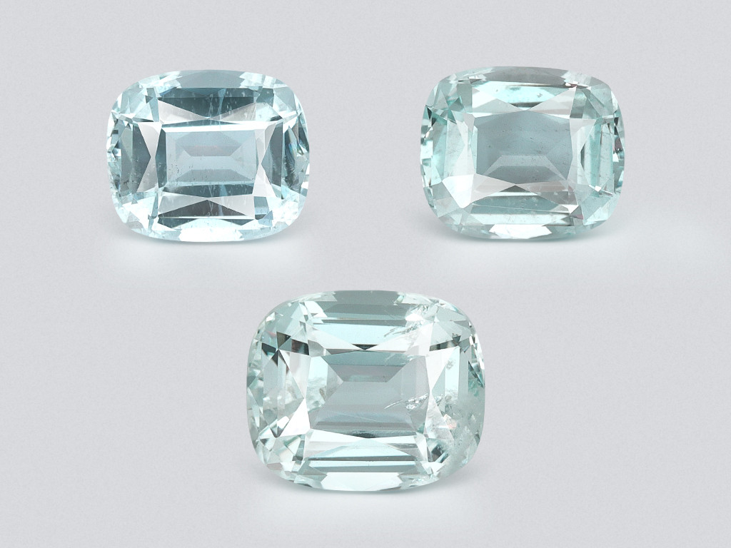 Set of  aquamarines cushion cut 3.84 carats, Madagascar Image №1