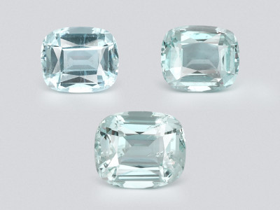 Set of  aquamarines cushion cut 3.84 carats, Madagascar photo