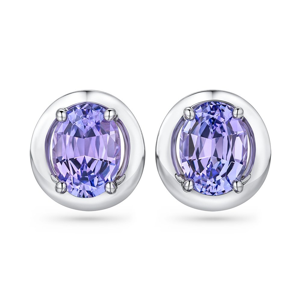 Earrings with lavender tanzanites in 18K white gold Image №1