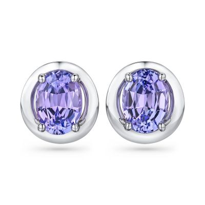 Earrings with lavender tanzanites in 18K white gold photo