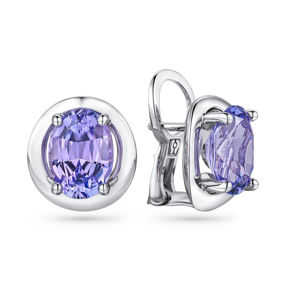 Earrings with lavender tanzanites in 18K white gold Image №2