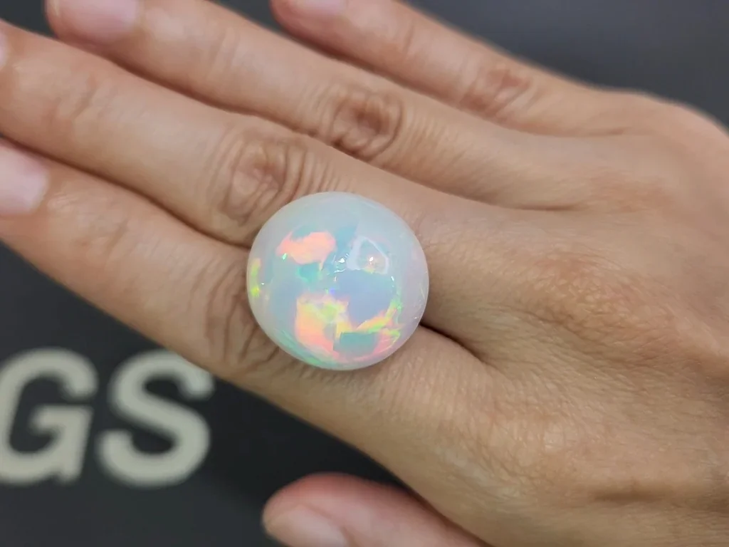 Ópalo blanco grande de talla redonda de 28,53 quilates, Etiopía Image №2