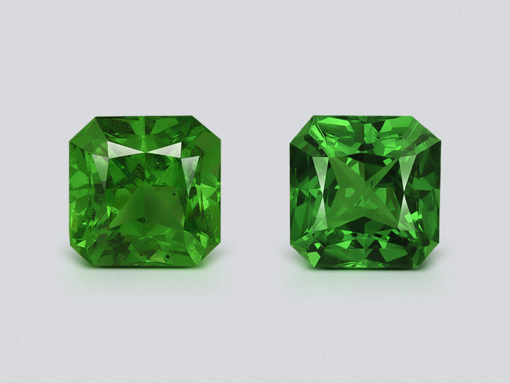 Paire de tsavorites vert vif taille Asscher 0,95 ct, Tanzanie Image №1